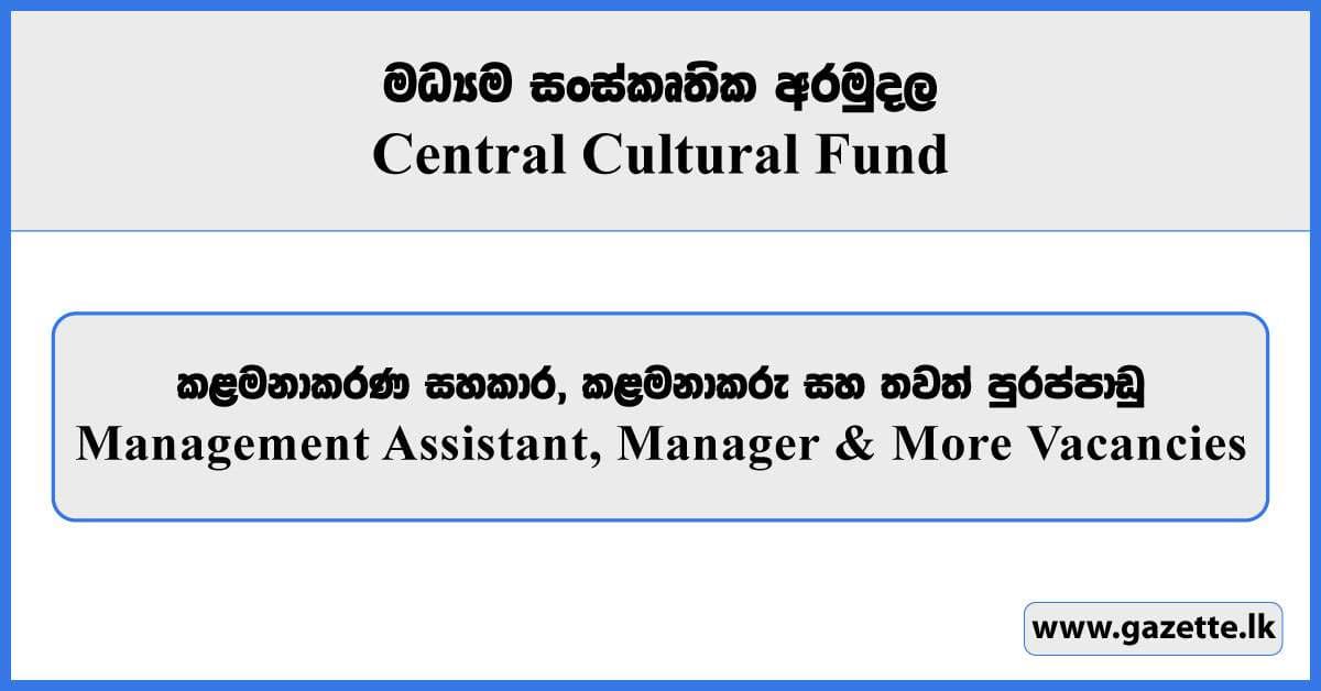 Management Assistant, Manager & More Vacancies – Central Cultural Fund 2025