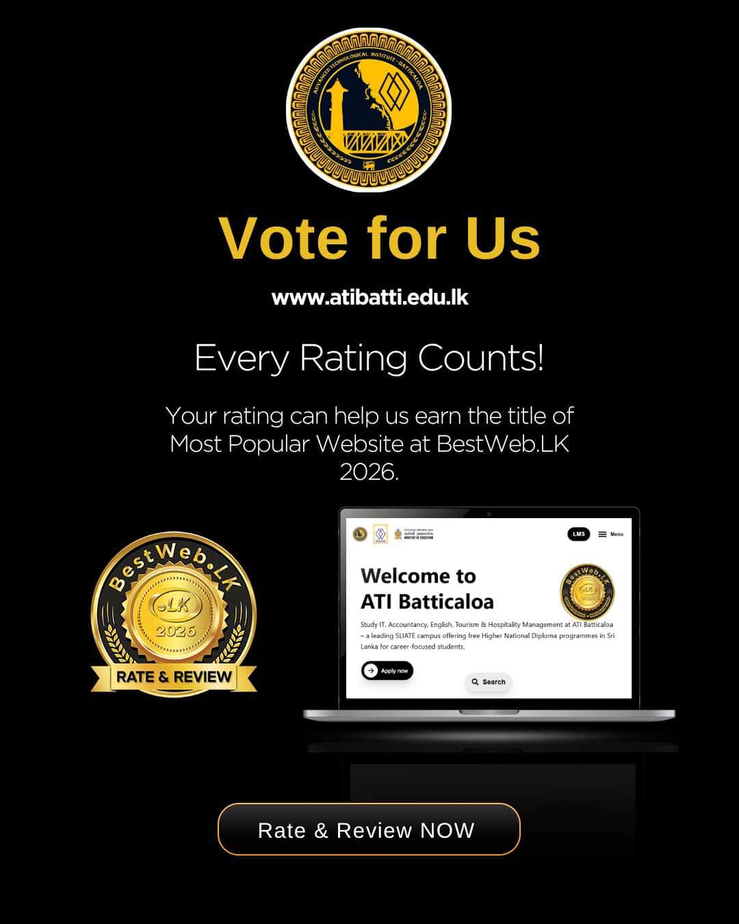 ATI Batticaloa website has been shortlisted for BestWeb.LK 2026